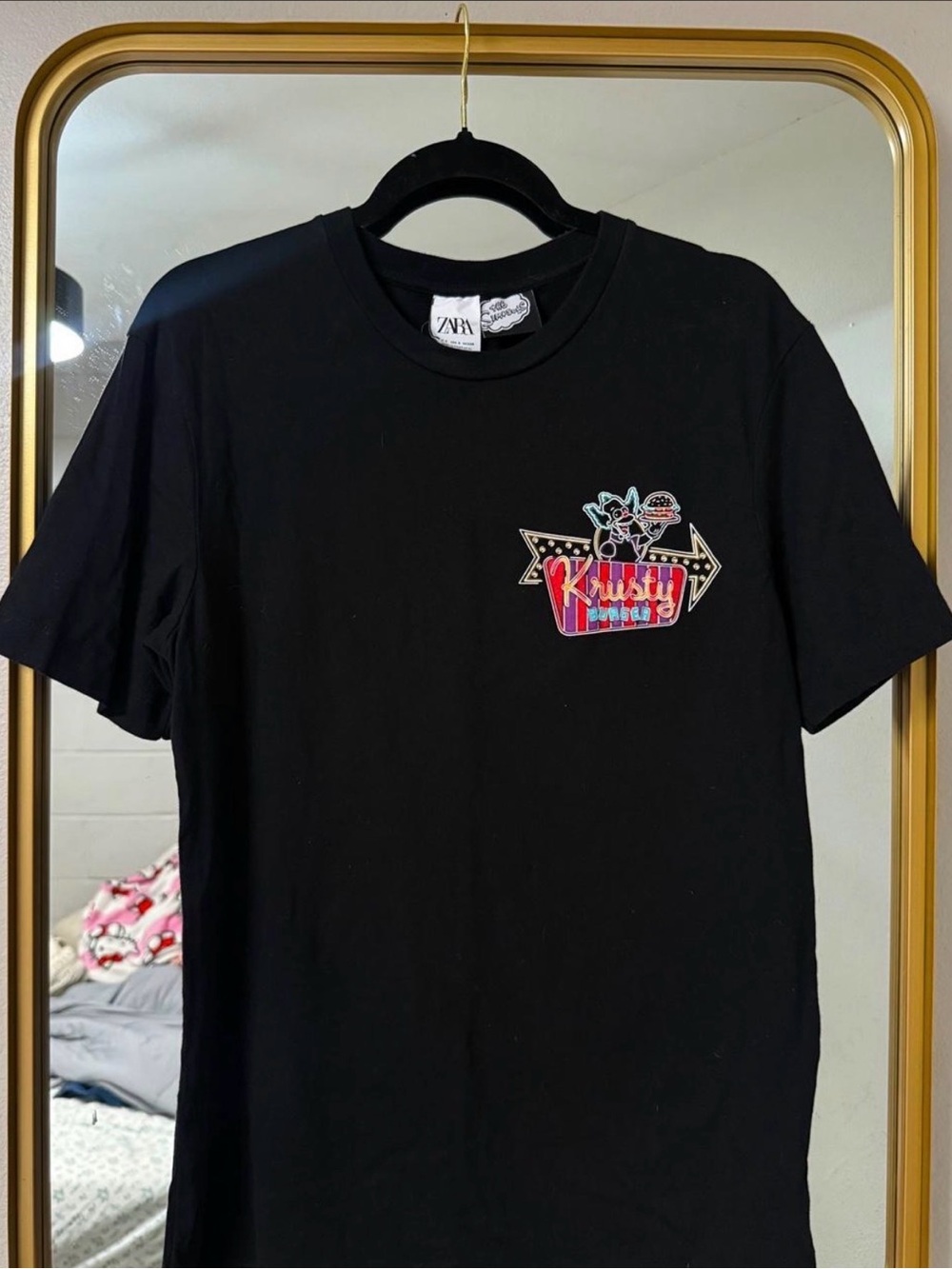 Zara The Simpsons Black Tee with Krusty the clown Graphic
